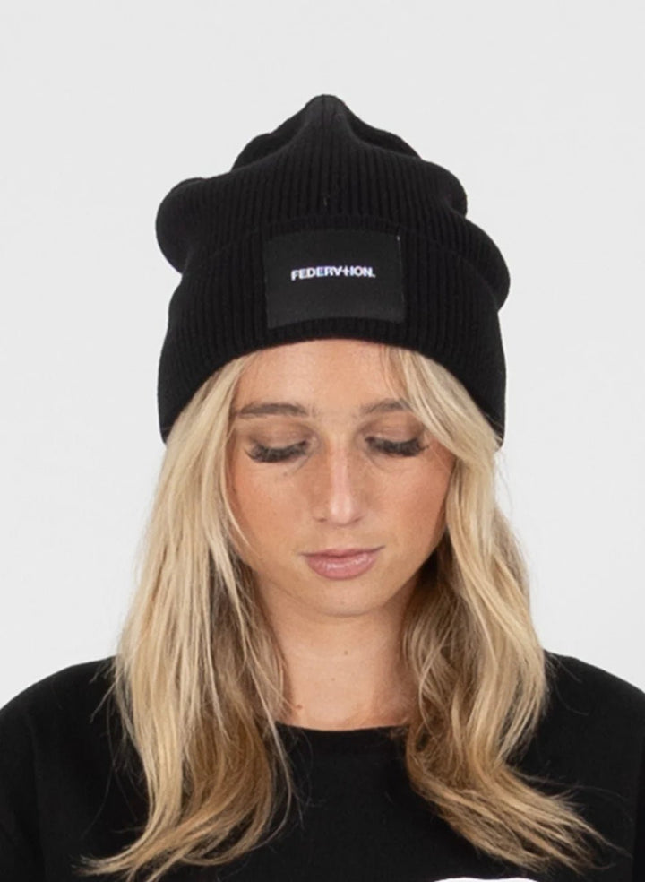 Badge Beanie - Black - Chillis & More NZ