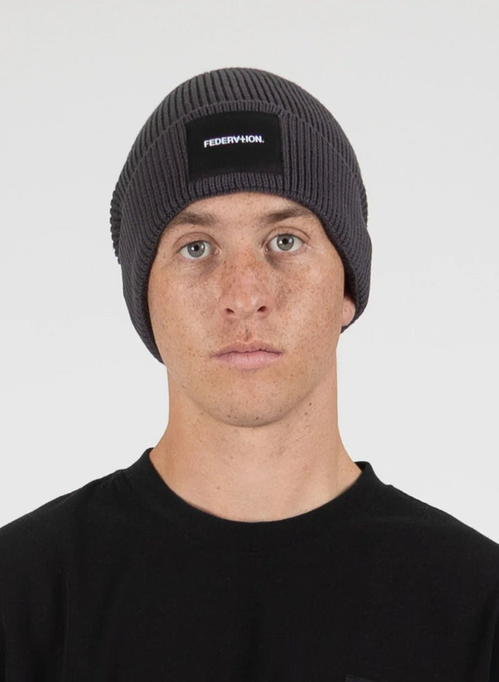 Badge Beanie - Charcoal - Chillis & More NZ