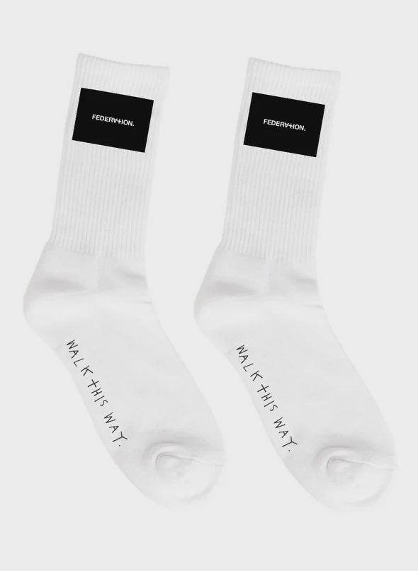 Badge Socks 2 Pack - White/Black - Chillis & More NZ