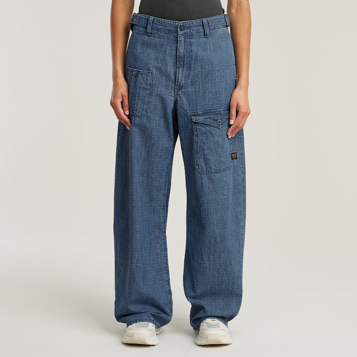Belted Cargo Loose Jean 2.0 - Faded Indigo Ripstop - Chillis & More NZ