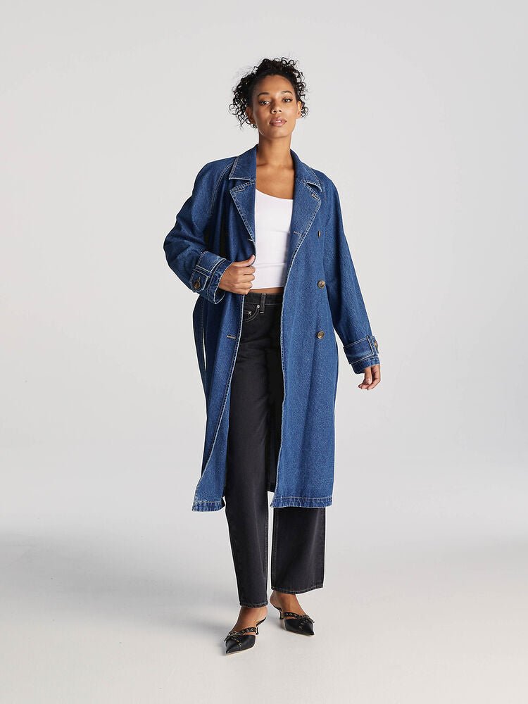 Charlie Trench Coat - French Blue - Chillis & More NZ