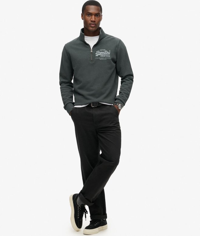 Classic VL Graphic Half Zip - Washed Black - Chillis & More NZ