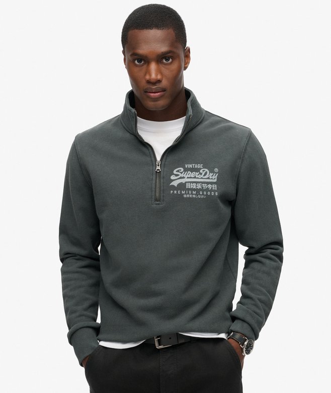 Classic VL Graphic Half Zip - Washed Black - Chillis & More NZ