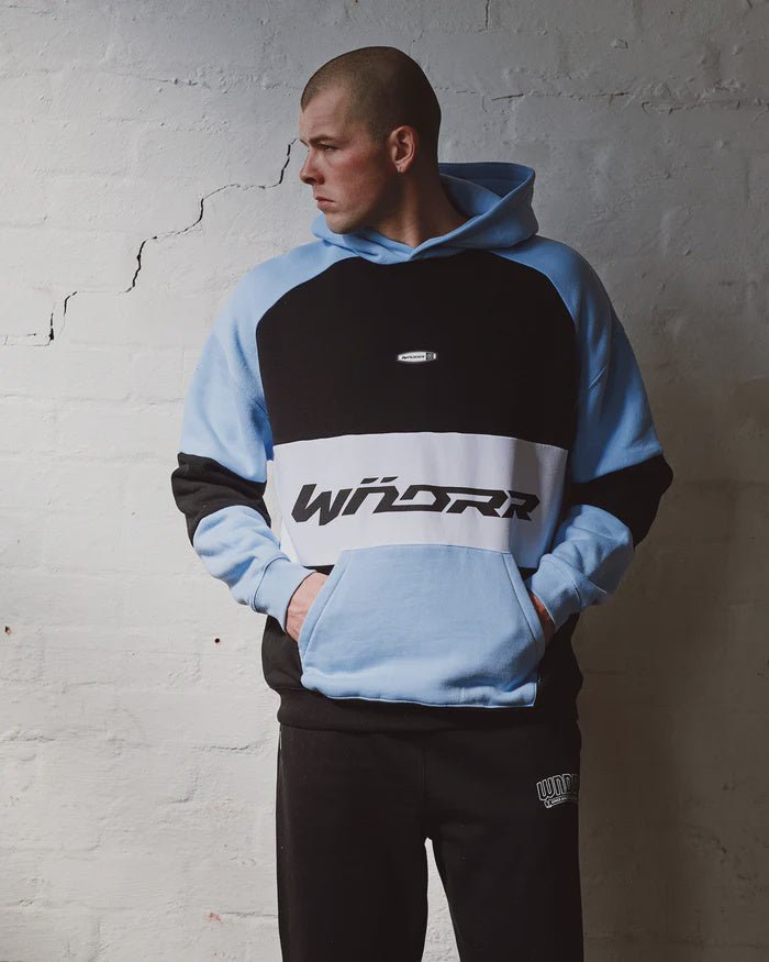 Combine Panel Hood Sweat - Black/Air Blue - Chillis & More NZ