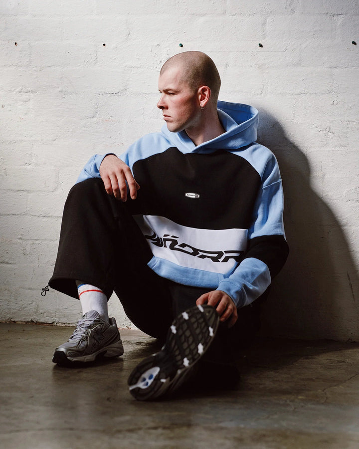 Combine Panel Hood Sweat - Black/Air Blue - Chillis & More NZ