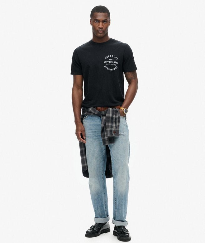 Copper Label Chest Graphic Tee - Jet Black - Chillis & More NZ
