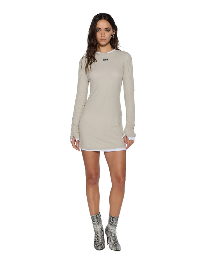 Crawford Ls Mini Dress - Taupe - Chillis & More NZ