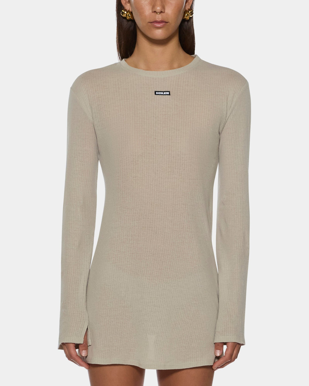 Crawford Ls Mini Dress - Taupe - Chillis & More NZ