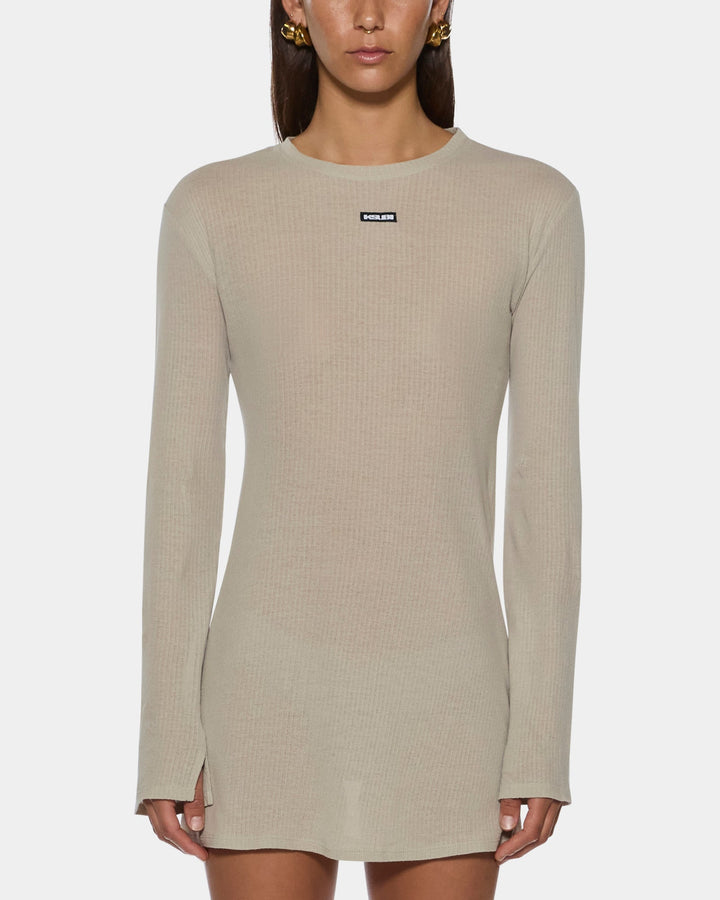 Crawford Ls Mini Dress - Taupe - Chillis & More NZ