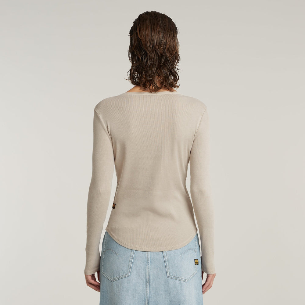 Deep V Slim L/S Top - Dark Brick Gold - Chillis & More NZ