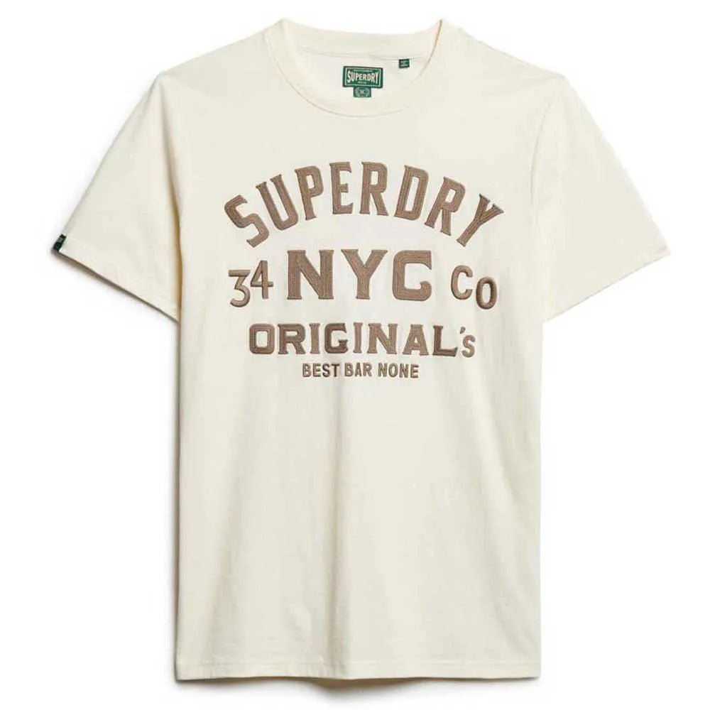 Embroidered Script Graphic Tee - Vintage Cream - Chillis & More NZ