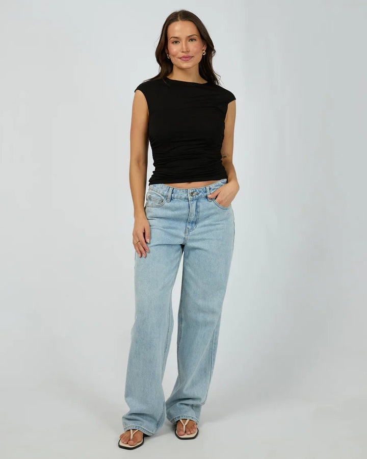Evie Ruched Top - Black - Chillis & More NZ