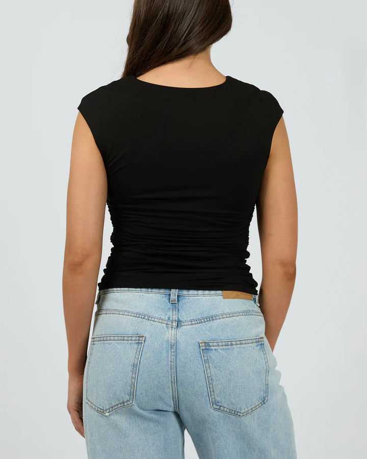 Evie Ruched Top - Black - Chillis & More NZ