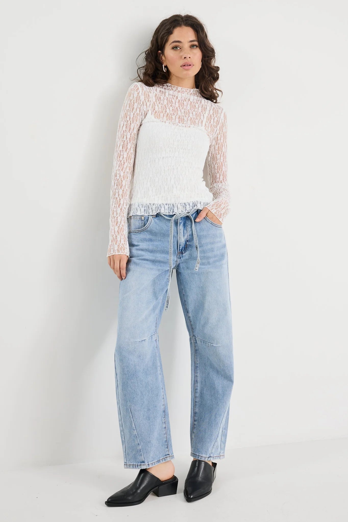Giving Ivory Lace Long Sleeve Top - Chillis & More NZ