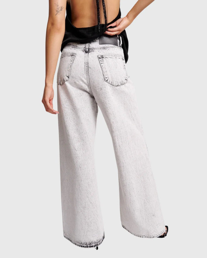 High Waist Love Machines Super Wide Leg Jean - Bianco - Chillis & More NZ