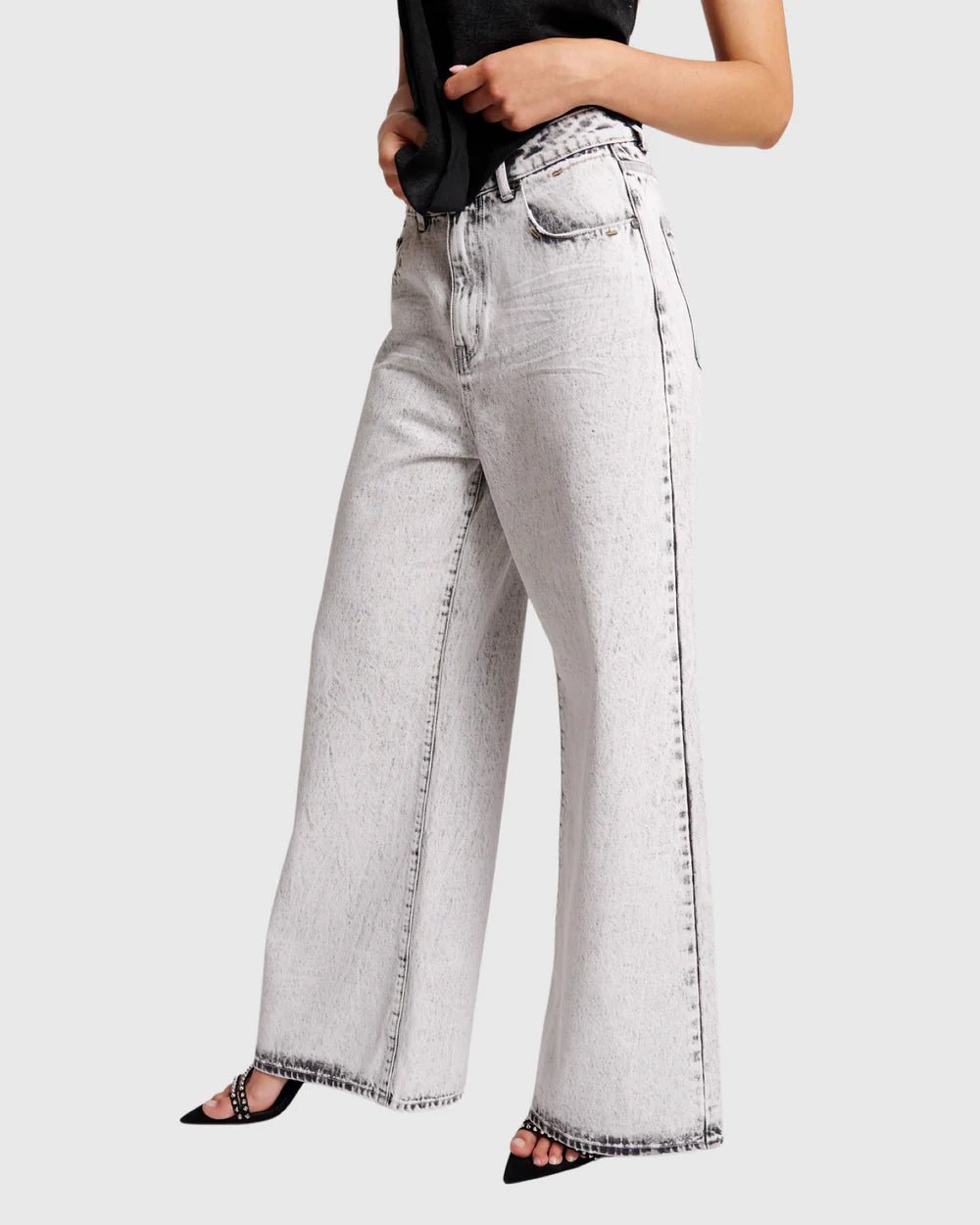 High Waist Love Machines Super Wide Leg Jean - Bianco - Chillis & More NZ