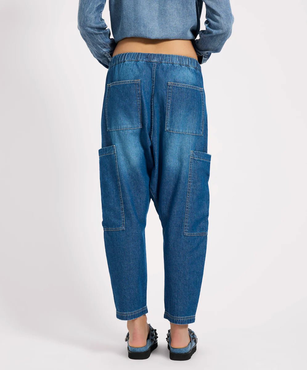 Isla Low Waist Drawstring Harem Denim Jeans - Chillis & More NZ
