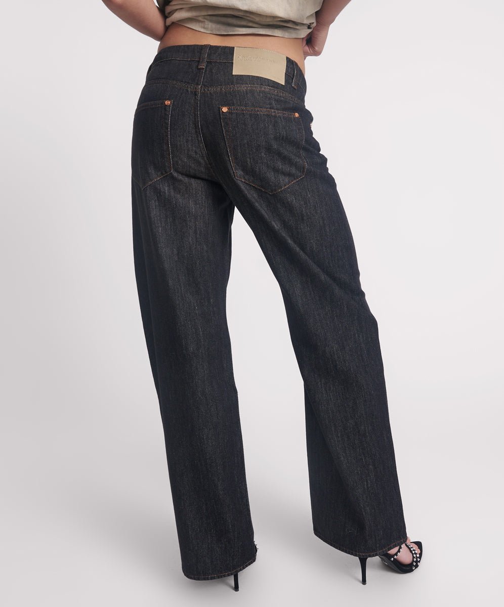 Jacksons Mid Waist Wide Leg Denim Jeans - Raw Black - Chillis & More NZ