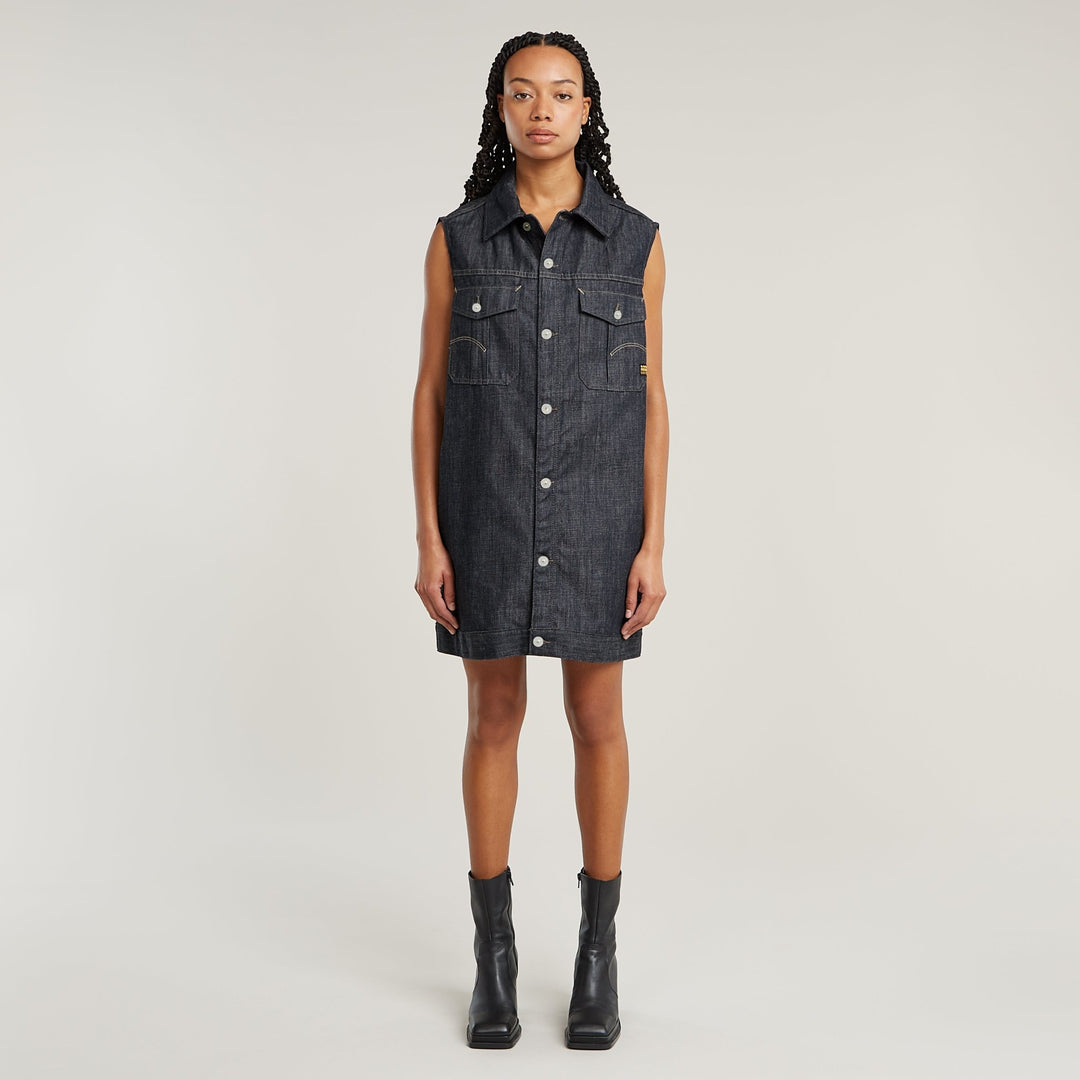 Oversized Sleeveless Dress - Raw Denim - Chillis & More NZ