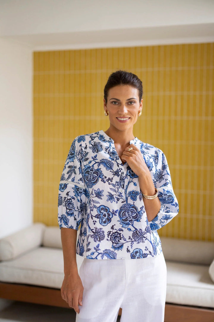 Rosa Blouse - Jardin Print - Chillis & More NZ
