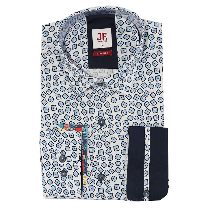 Blue Square Print LS Shirt - Chillis & More NZ
