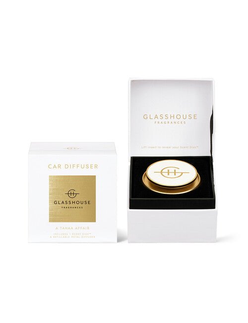 GF Gold Car Diffuser with 1 Replacement Scent Disk - A Tahaa Affair - Chillis & More NZ