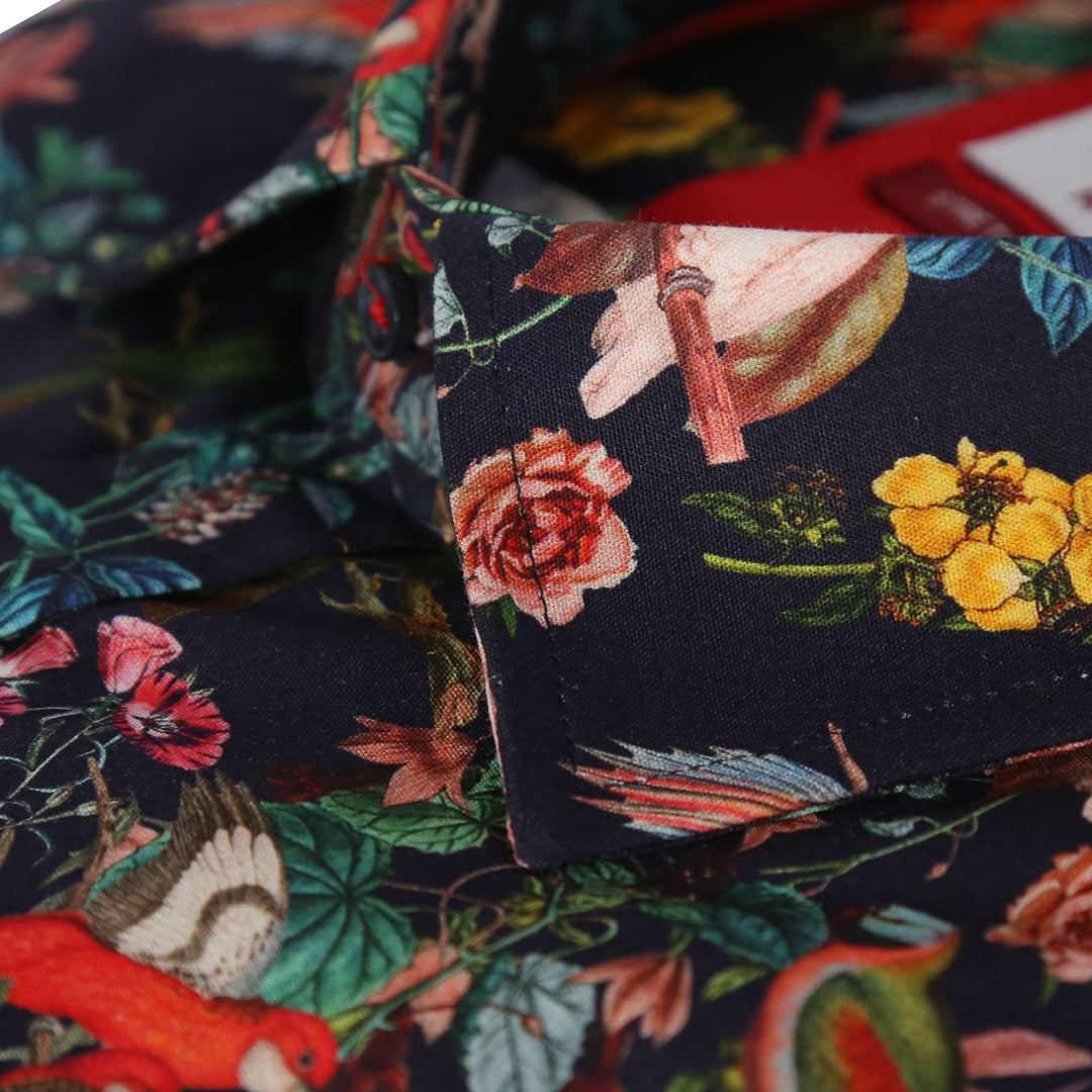 Parrot Navy/Red Print L/S Shirt - Chillis & More NZ