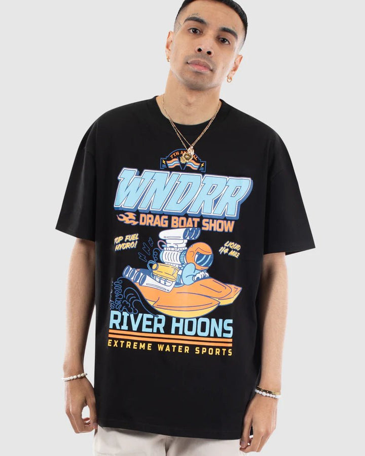 River Hoons Box Fit Tee - Black - Chillis & More NZ