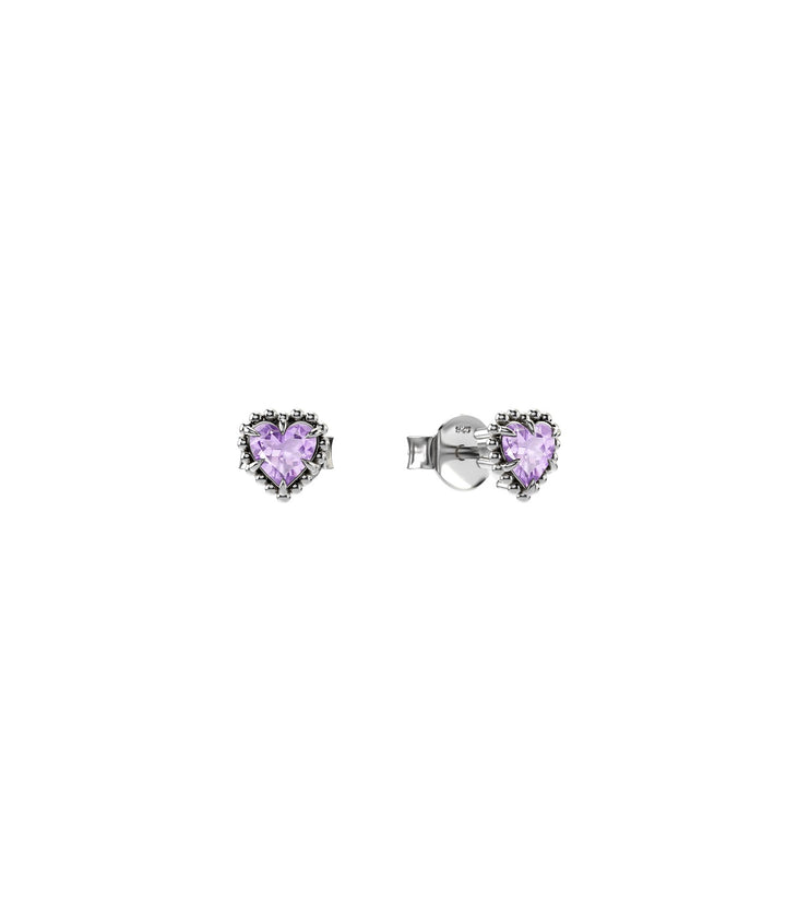 Dahlia's Heart Earrings - Pink Amethyst