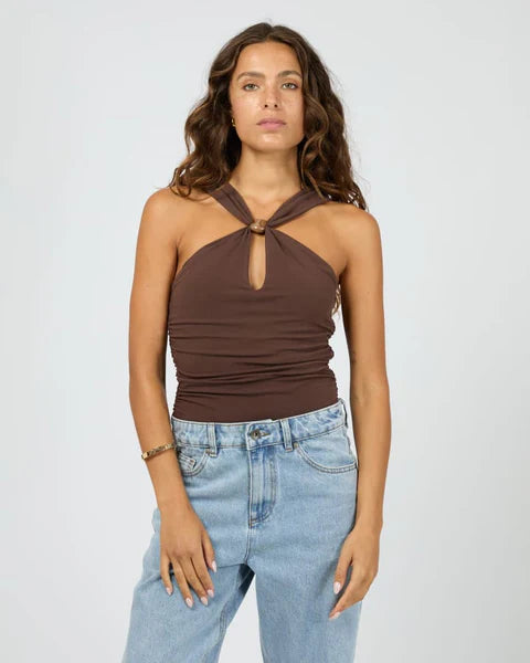 Atlas Halter Bodysuit - Chocolate
