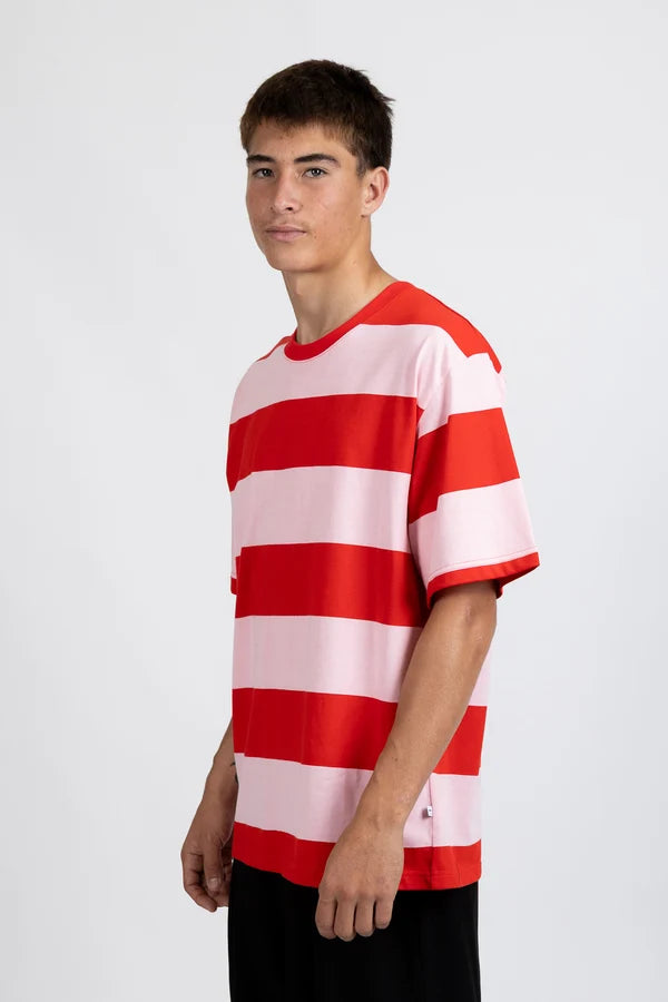 Striped Tour Tee - Pink/Red