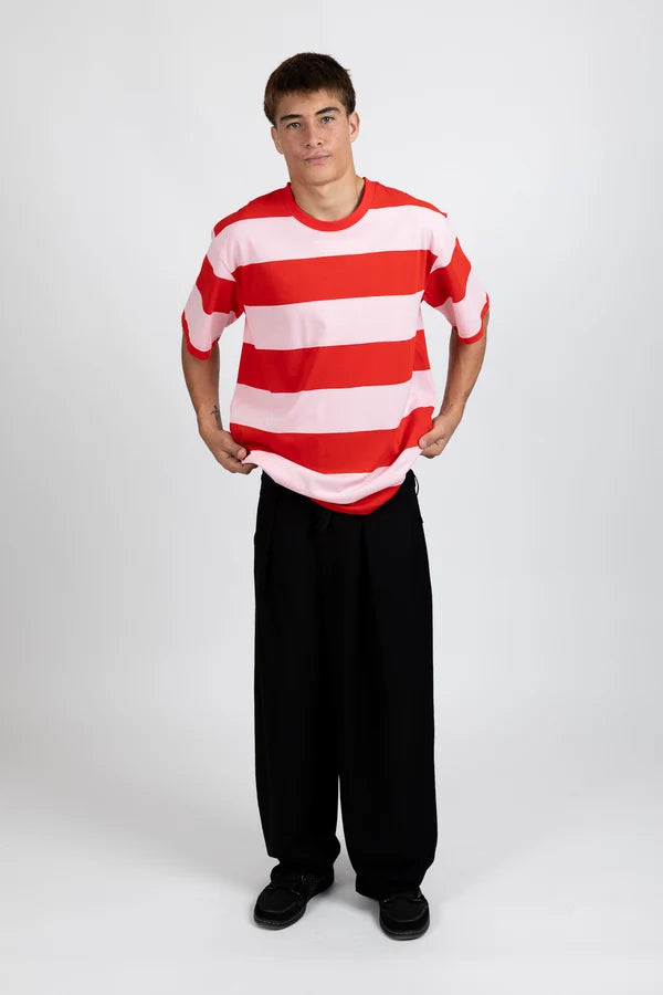 Striped Tour Tee - Pink/Red