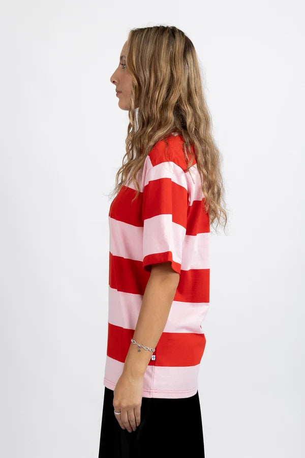 Striped Tour Tee - Pink/Red