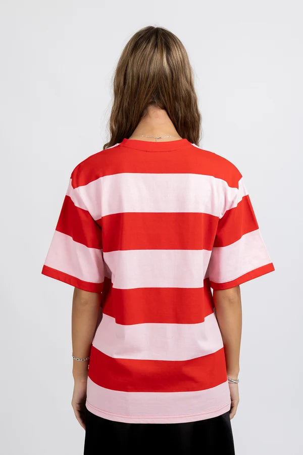 Striped Tour Tee - Pink/Red