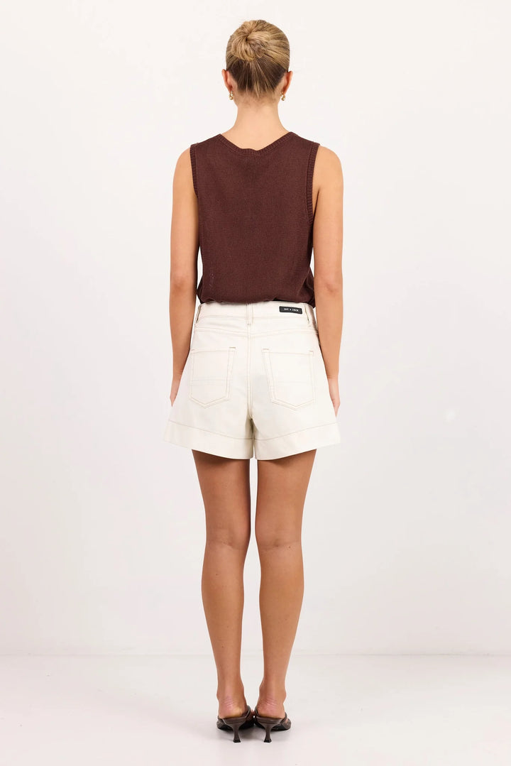 Kindly Ecru Pocket Front Denim Short