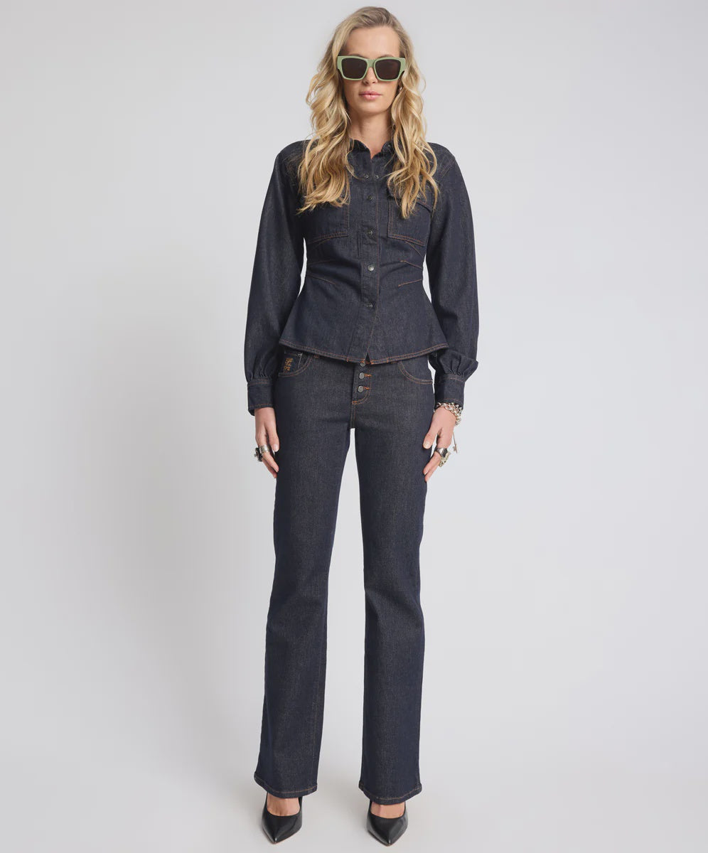Alice Low Waist Bootcut Denim Jeans - Raw Indigo