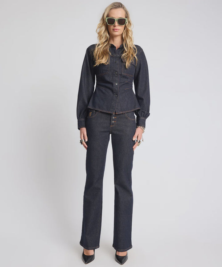 Alice Low Waist Bootcut Denim Jeans - Raw Indigo