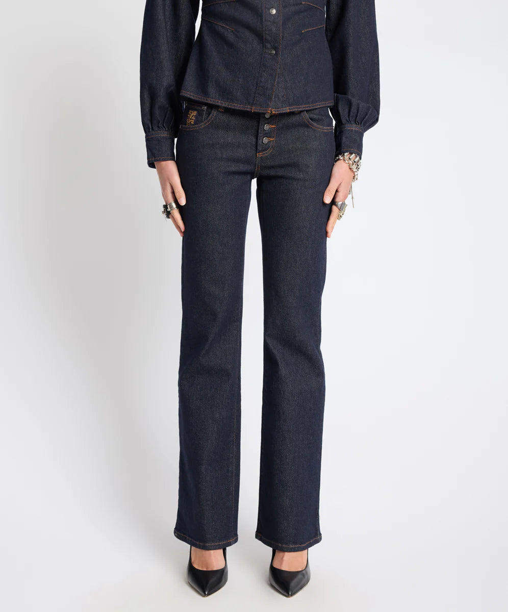 Alice Low Waist Bootcut Denim Jeans - Raw Indigo