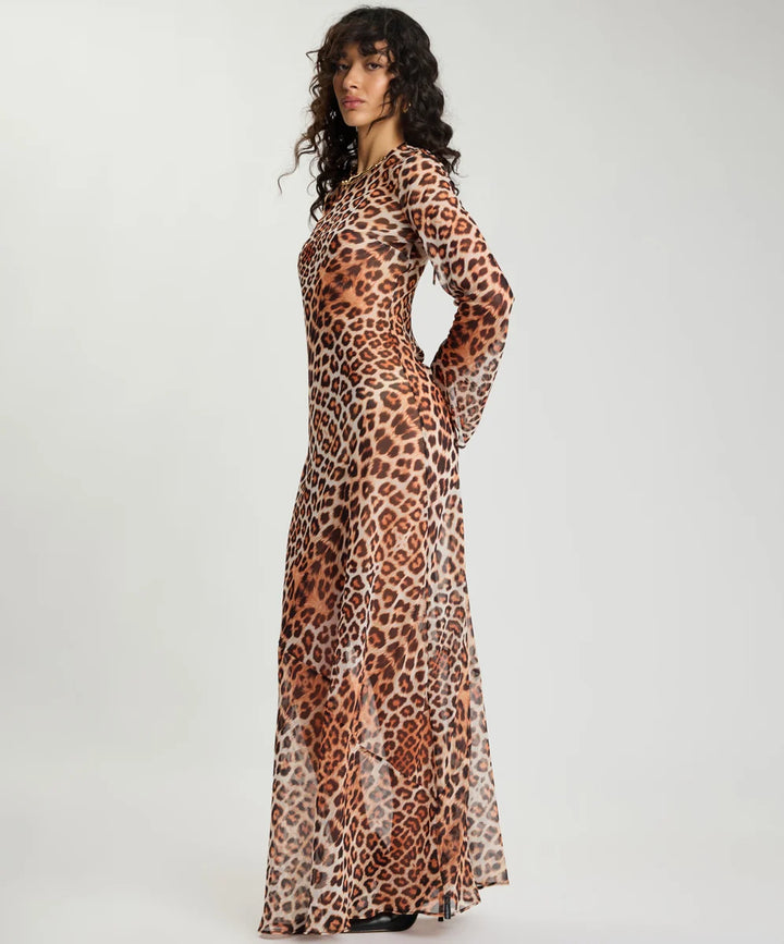 Ziggy Long Sleeve Slip Dress - Leopard