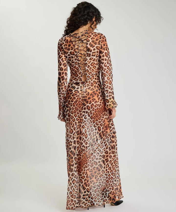 Ziggy Long Sleeve Slip Dress - Leopard