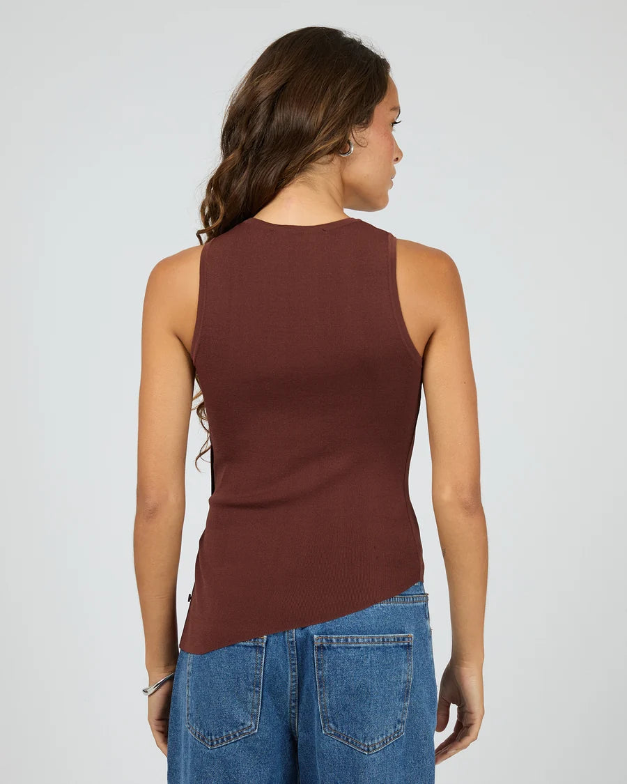 Ollie Button Down Knit Tank - Cherry