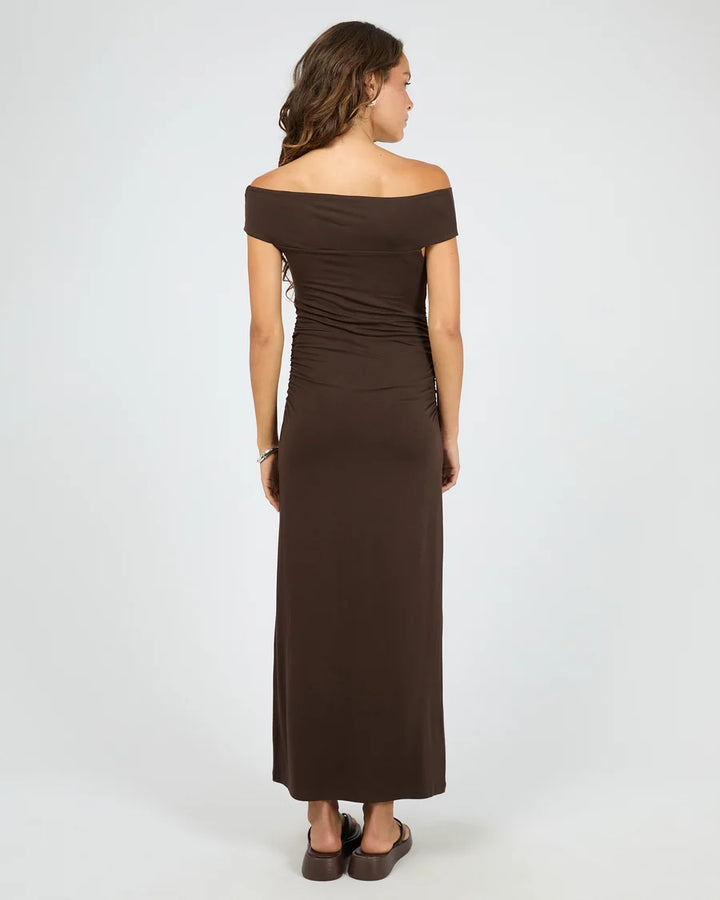 Atlas Off Shoulder Maxi Dress - Chocolate