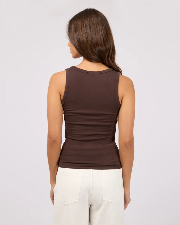 Luxe Rib Vee Tank - Chocolate