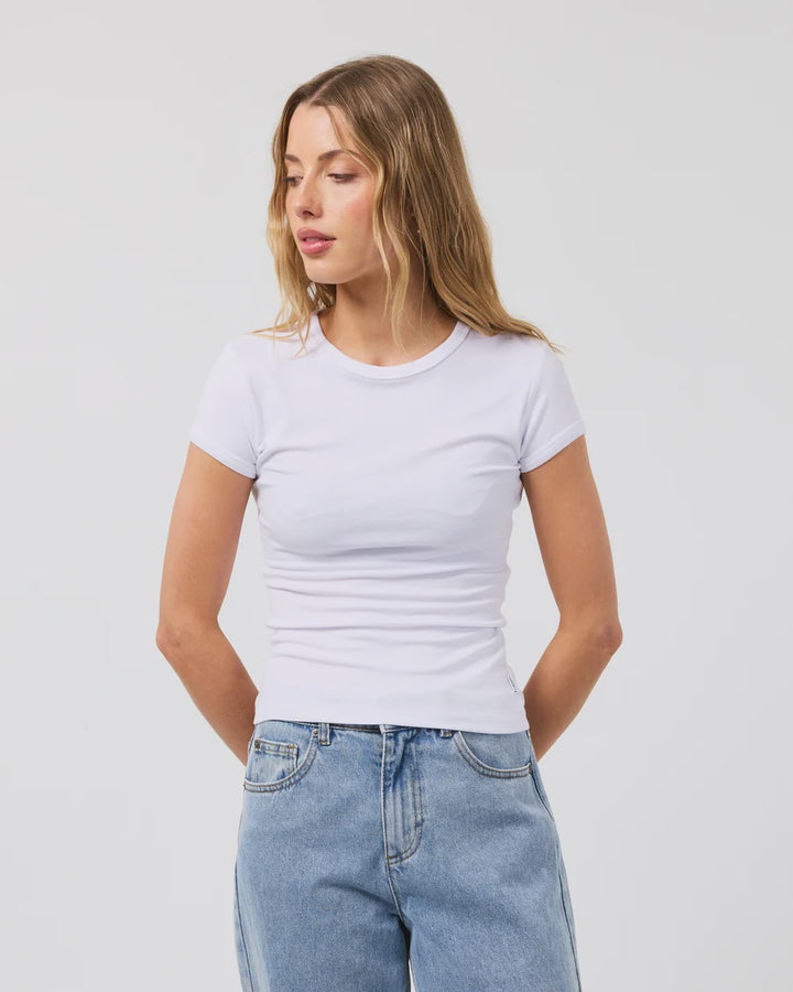 Luxe Rib Baby Tee - White