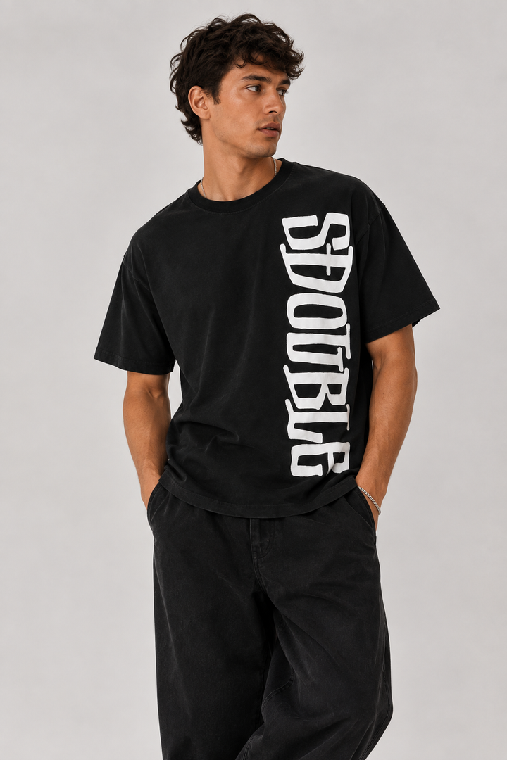 Big Block T-Shirt in Overdye Black