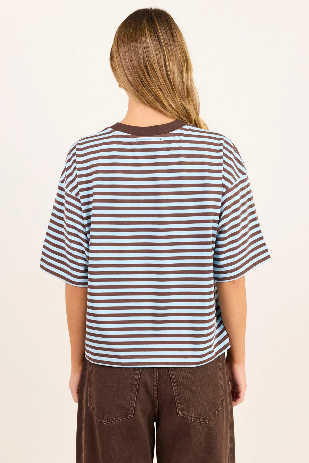 Cohesion Ice Blue Chocolate Stripe Oversized Tee
