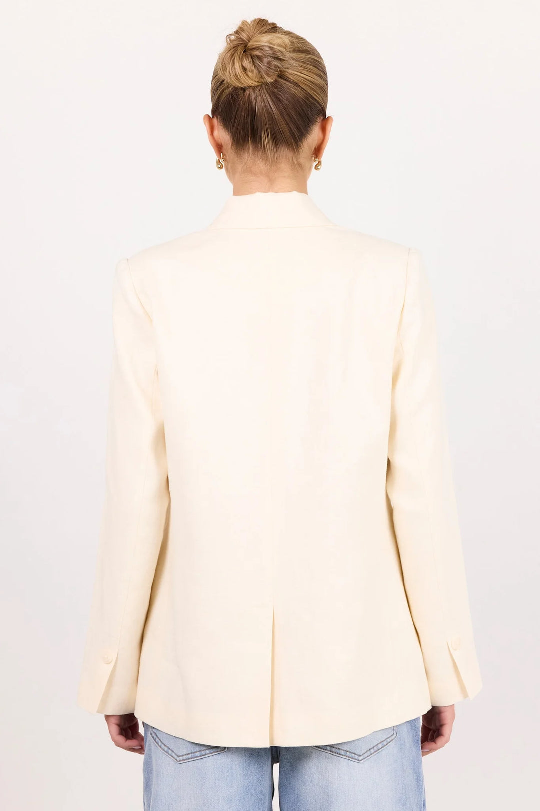 Diploma Vanilla Linen 2 Button Vent Sleeve Blazer
