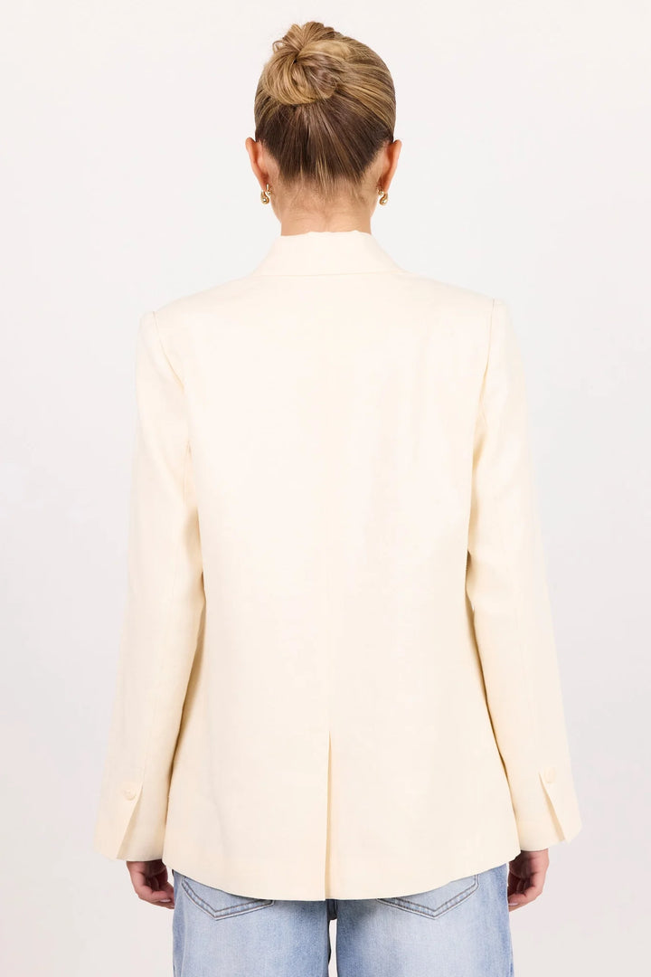 Diploma Vanilla Linen 2 Button Vent Sleeve Blazer