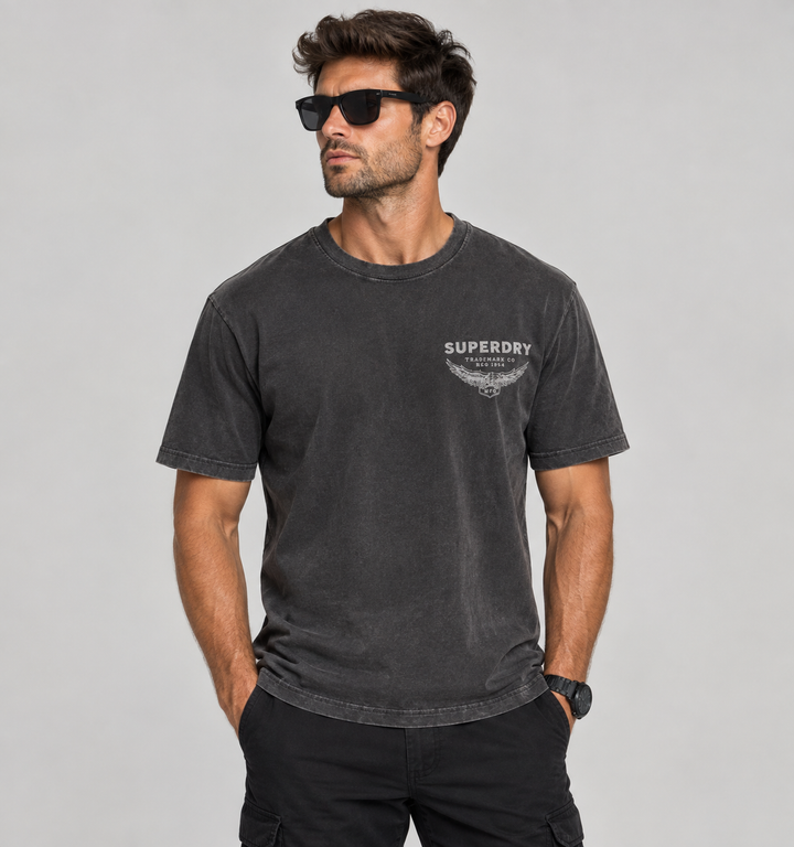 Heritage Biker Loose Tee - Carbon Black