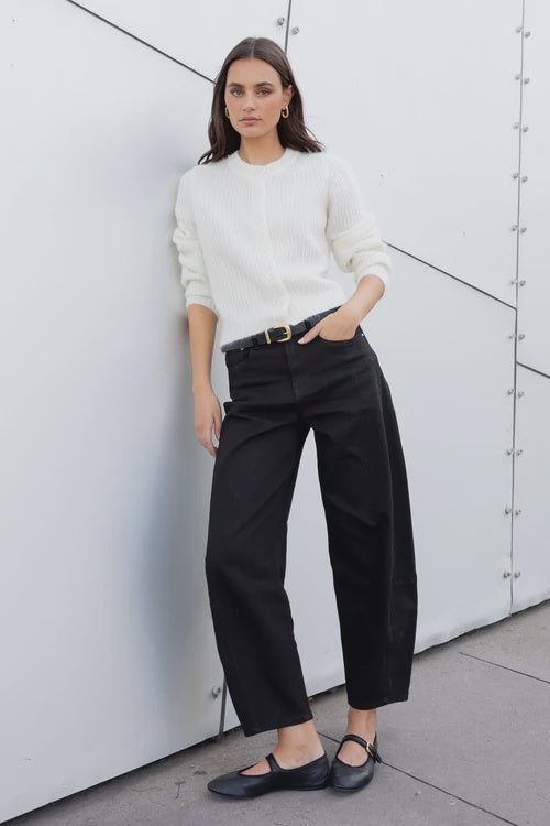 Graduate Jet Black Stretch Barrel Jeans